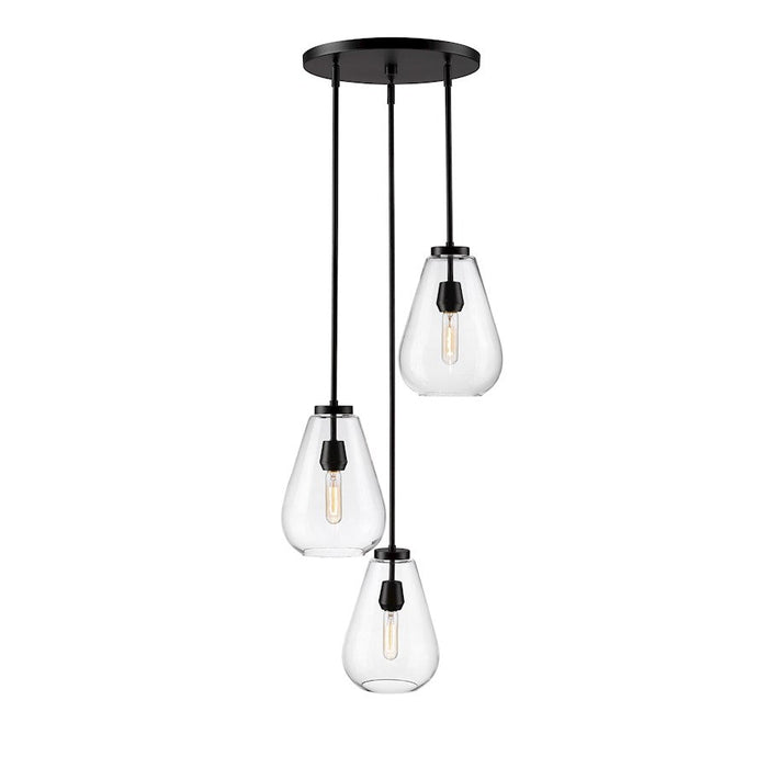 Z-Lite Ayra 3 Light Chandelier, Matte Black/Clear