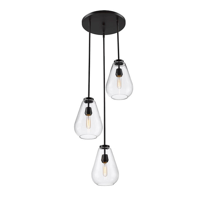 Z-Lite Ayra 3 Light Chandelier, Matte Black/Clear