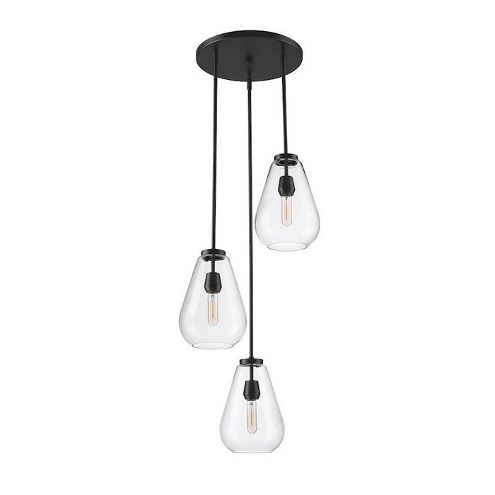 Z-Lite Ayra 3 Light Chandelier, Matte Black/Clear