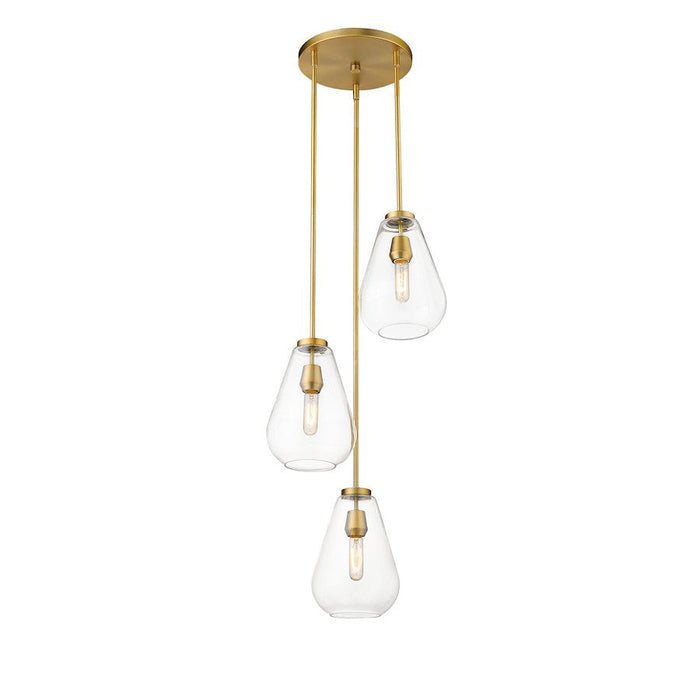 Z-Lite Ayra 3 Light 11.75" Pendant, Olde Brass, Clear - 488P8-3R-OBR