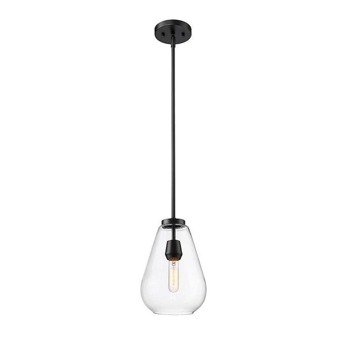 Z-Lite Ayra 1 Light Pendant, Matte Black/Clear