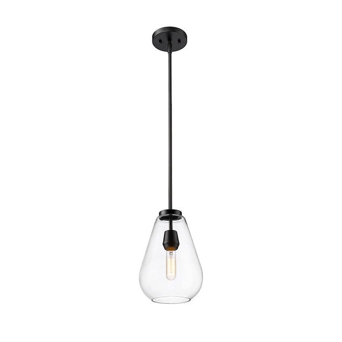 Z-Lite Ayra 1 Light Pendant, Matte Black/Clear