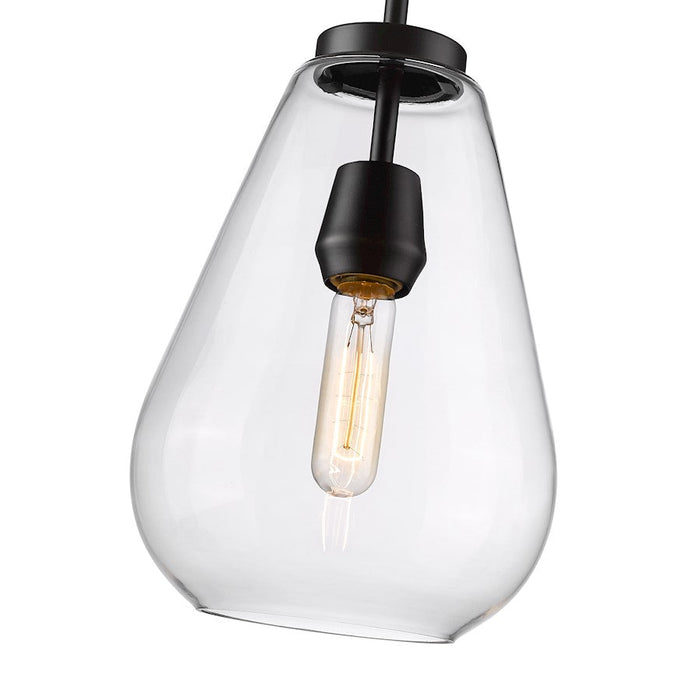 Z-Lite Ayra 1 Light Pendant, Matte Black/Clear