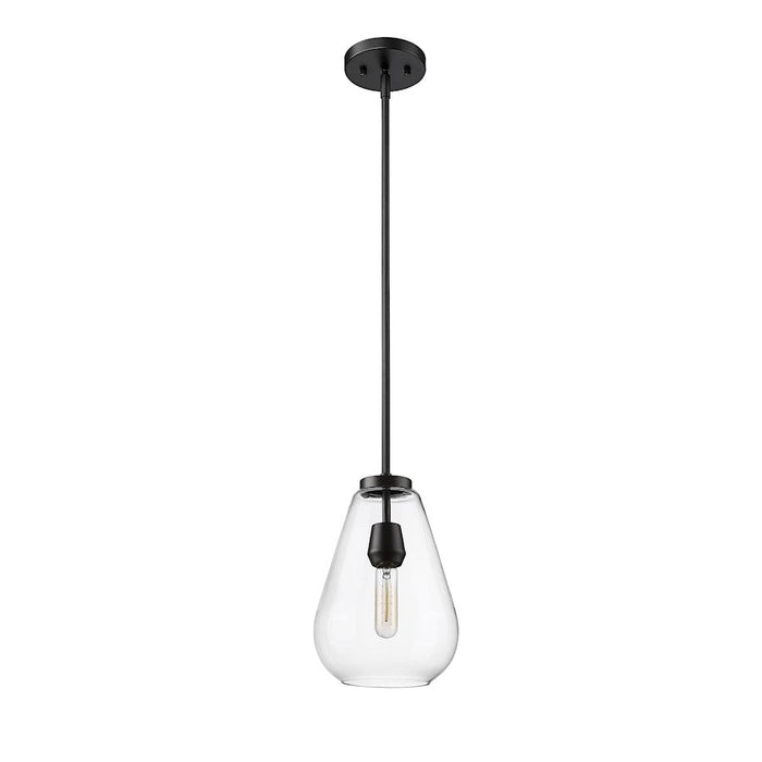 Z-Lite Ayra 1 Light Pendant, Matte Black/Clear