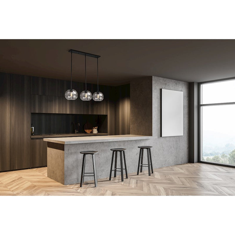 Z-Lite Chloe 3 Light Linear Chandelier, Matte Black/Clear