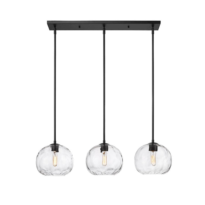 Z-Lite Chloe 3 Light Linear Chandelier, Matte Black/Clear