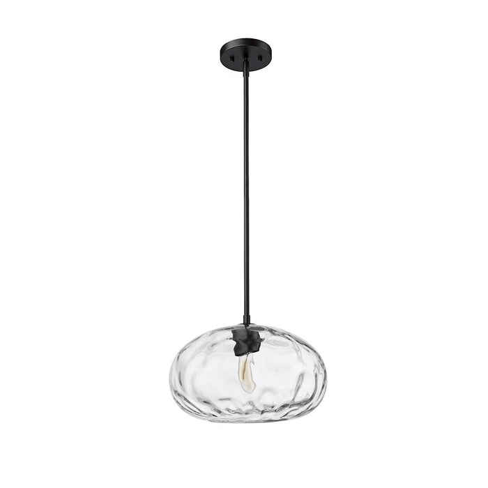 Z-Lite Chloe 1 Light Pendant, Matte Black/Clear