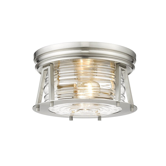 Z-Lite Cape Harbor 2 Light Flush Mount in Brushed Nickel/Clear - 491F2-BN