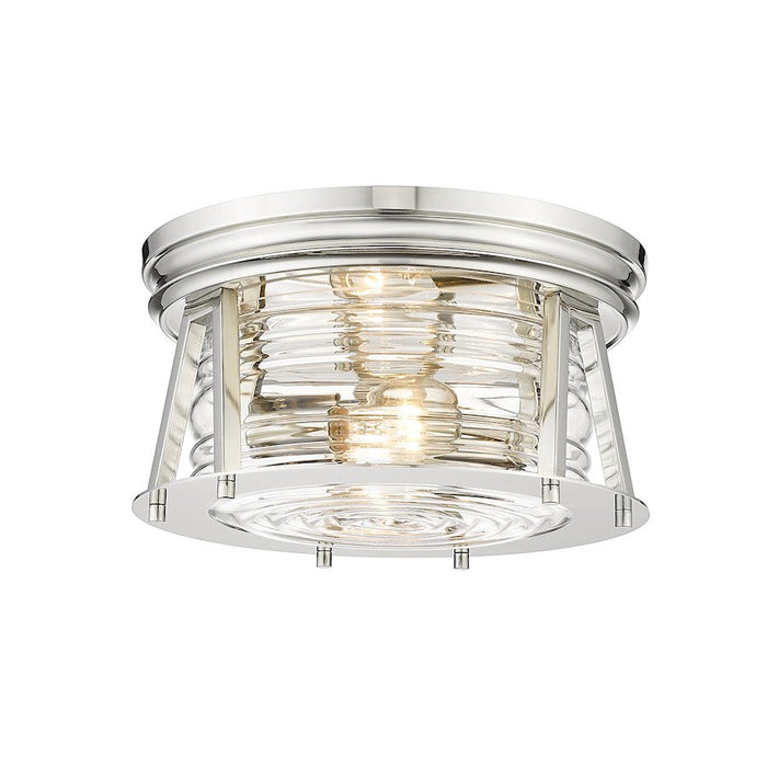 Z-Lite Cape Harbor 2 Light Flush Mount in Polished Nickel/Clear - 491F2-PN