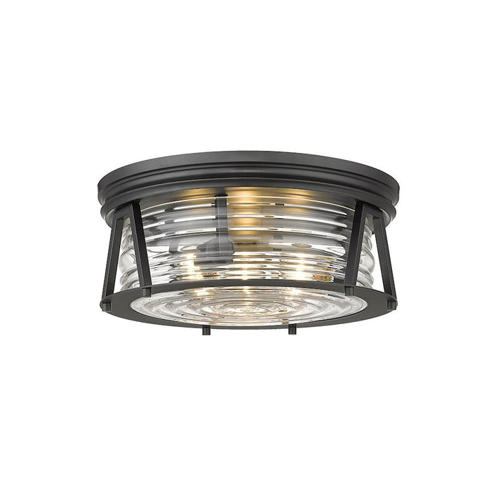 Z-Lite Cape Harbor 3 Light Flush Mount in Matte Black/Clear - 491F3-MB