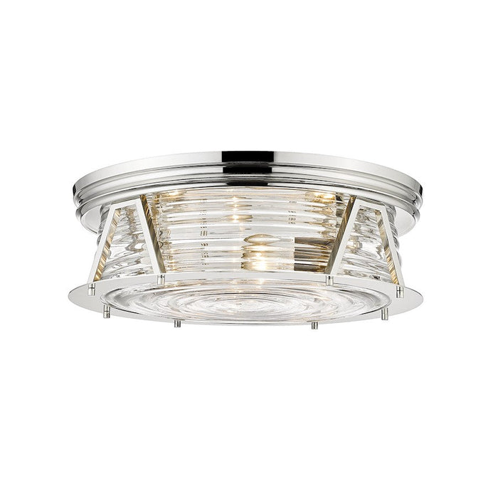 Z-Lite Cape Harbor 4 Light Flush Mount in Polished Nickel/Clear - 491F4-PN