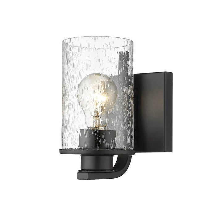 Z-Lite Beckett 1 Light Wall Sconce in Matte Black/Clear Seedy - 492-1S-MB