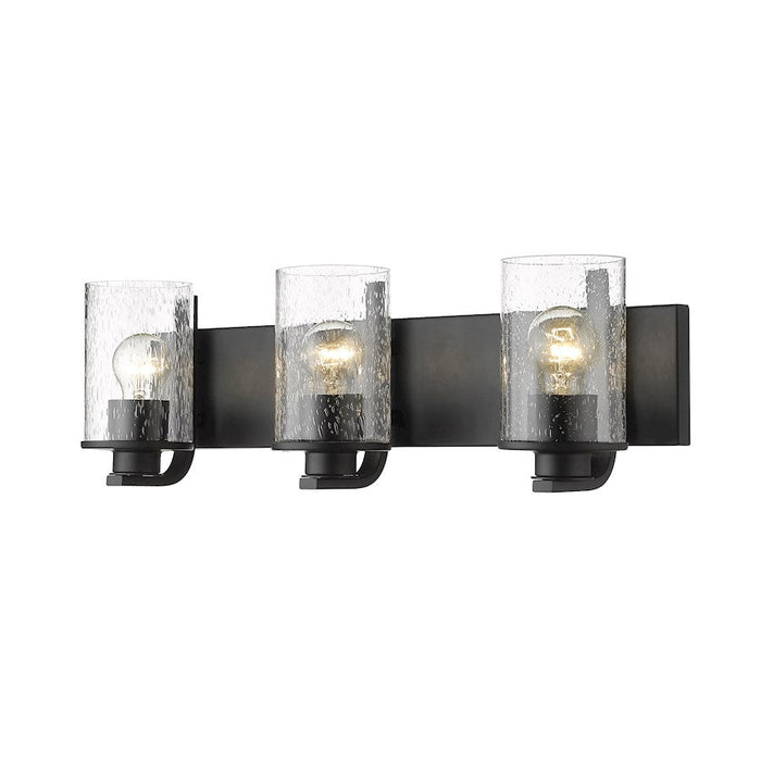 Z-Lite Beckett 3 Light Vanity in Matte Black/Clear Seedy - 492-3V-MB