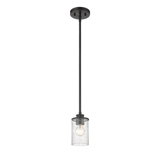 Z-Lite Beckett 1 Light Mini Pendant in Matte Black/Clear Seedy - 492MP-MB