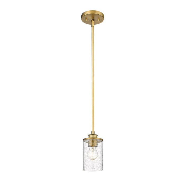 Z-Lite Beckett 1 Light Mini Pendant in Olde Brass/Clear Seedy - 492MP-OBR