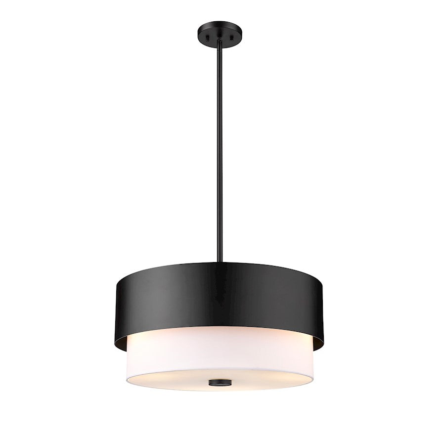 Z-Lite Counterpoint 3 Light Pendant, Matte Black/White - 495P18-MB