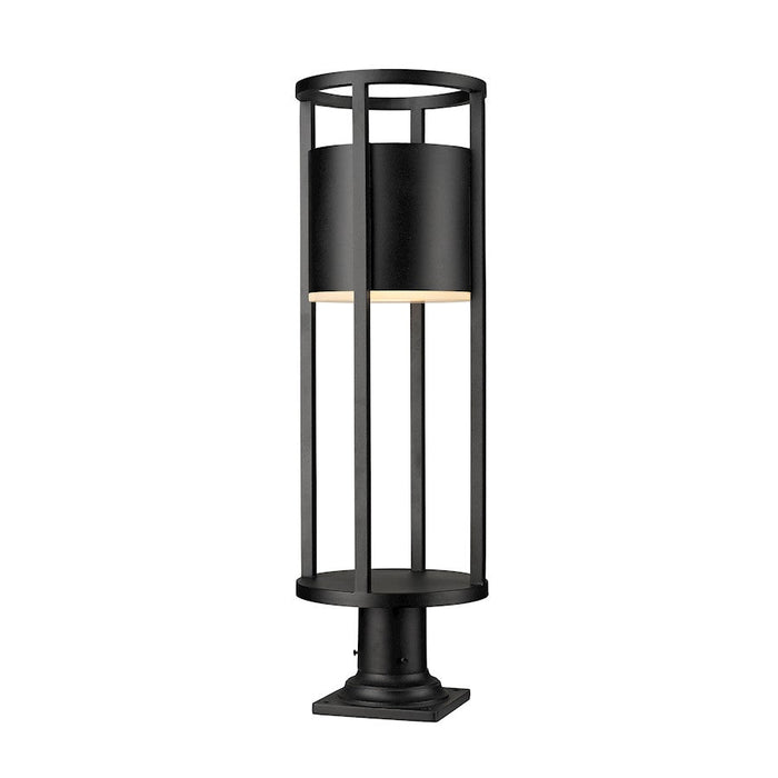 Z-Lite Luca 1 Light 12" Outdoor Pier Mount, Black/Etched - 517PHB-533PM-BK-LED