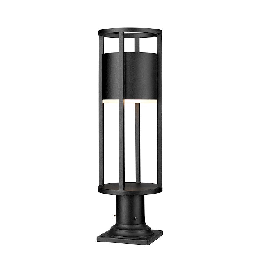 Z-Lite Luca 1 Light Outdoor Pier Mount, Black/Etched - 517PHM-553PM-BK-LED