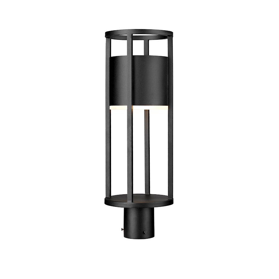 Z-Lite Luca 1 Light Outdoor Post Mount, Black/Etched - 517PHM-BK-LED