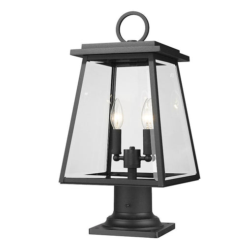 Z-Lite Broughton 2 Light 17" Outdoor Pier Mount, Black/Clear - 521PHMR-533PM-BK