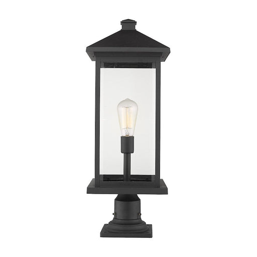 Z-Lite 1 Light Portland Outdoor Pier Mounted Fixture, Black - 531PHBXLR-533PM-BK