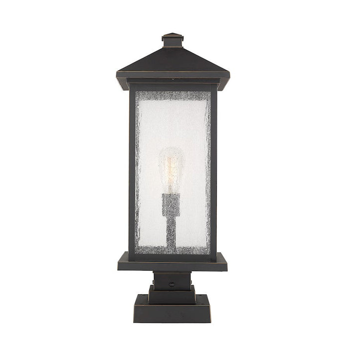 Z-Lite Portland 1 Light Sq. Pier Mount, Bronze/Clear - 531PHBXLS-SQPM-ORB