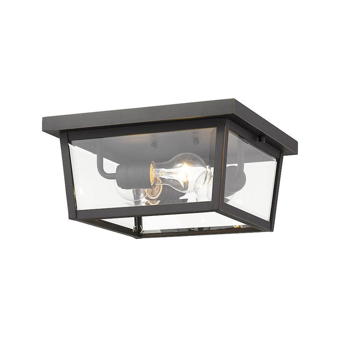 Z-Lite Beacon 3 Light Outdoor Flush Mount, Bronze/Clear Beveled - 568F-ORB