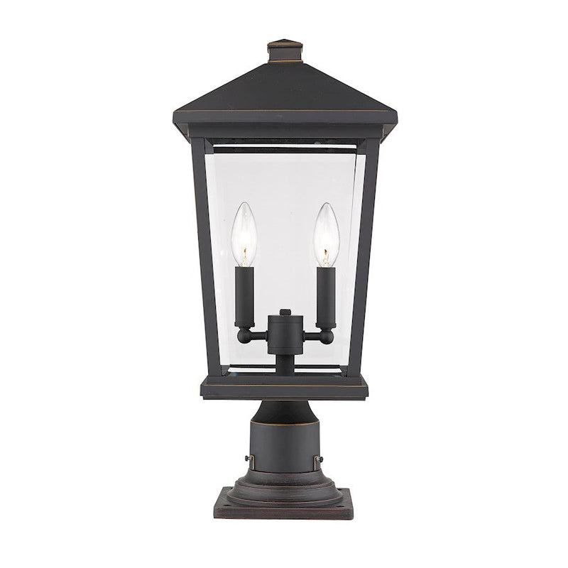Z-Lite 2 Light Beacon 9" Outdoor Pier Mount, Bronze - 568PHBR-533PM-ORB