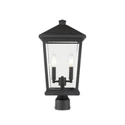 Z-Lite 2 Light Beacon HBR 9" Outdoor Post Mount Fixture, Black - 568PHBR-BK