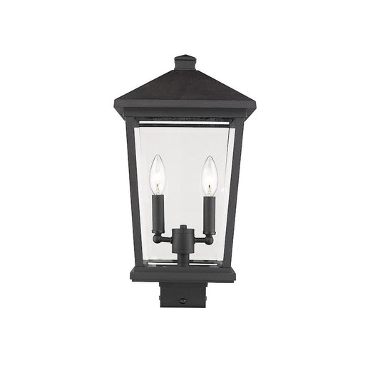 Z-Lite 2 Light Beacon 9" Outdoor Post Mount Fixture, Black - 568PHBS-BK