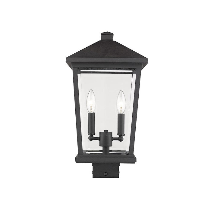 Z-Lite 2 Light Beacon 9" Outdoor Post Mount Fixture, Black - 568PHBS-BK