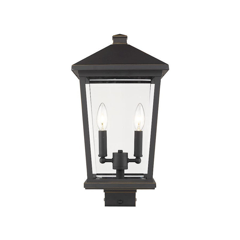 Z-Lite 2 Light Beacon 9" Outdoor Post Light, Bronze - 568PHBS-ORB