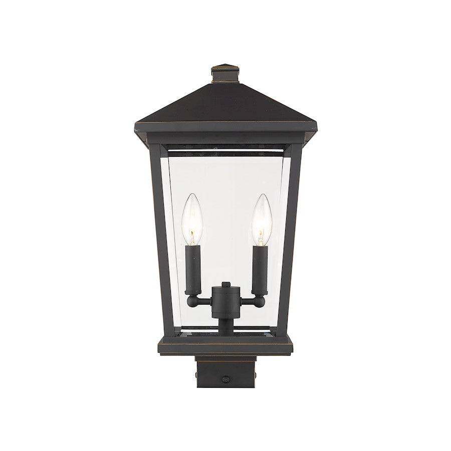 Z-Lite 2 Light Beacon 9" Outdoor Post Light, Bronze - 568PHBS-ORB