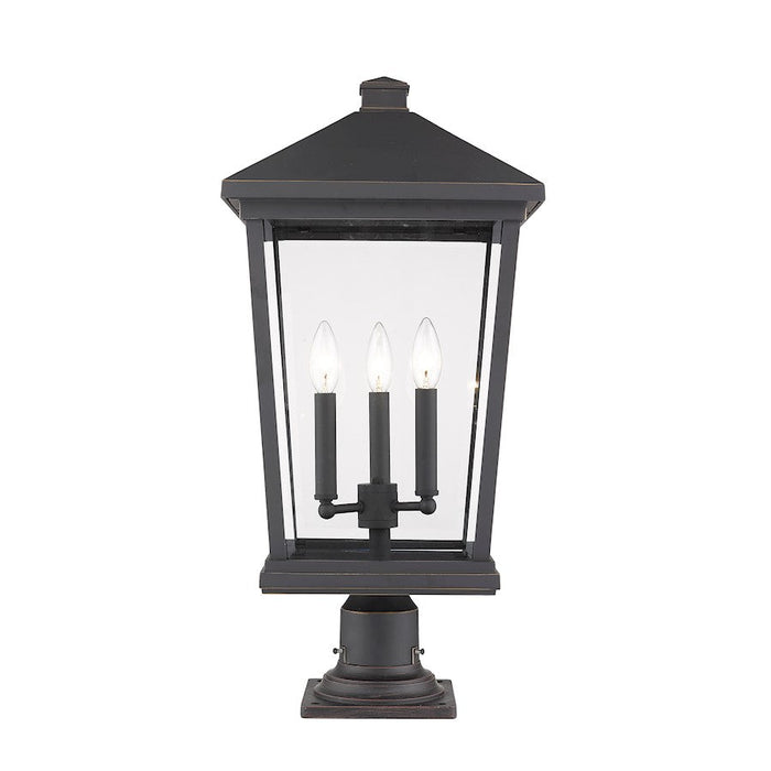 Z-Lite Beacon 3 Light Outdoor Pier Mount, Bronze/Clear - 568PHXLR-533PM-ORB