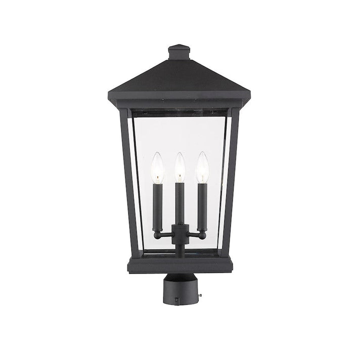 Z-Lite 3 Light Beacon XLR 12" Outdoor Post Mount Fixture, Black - 568PHXLR-BK