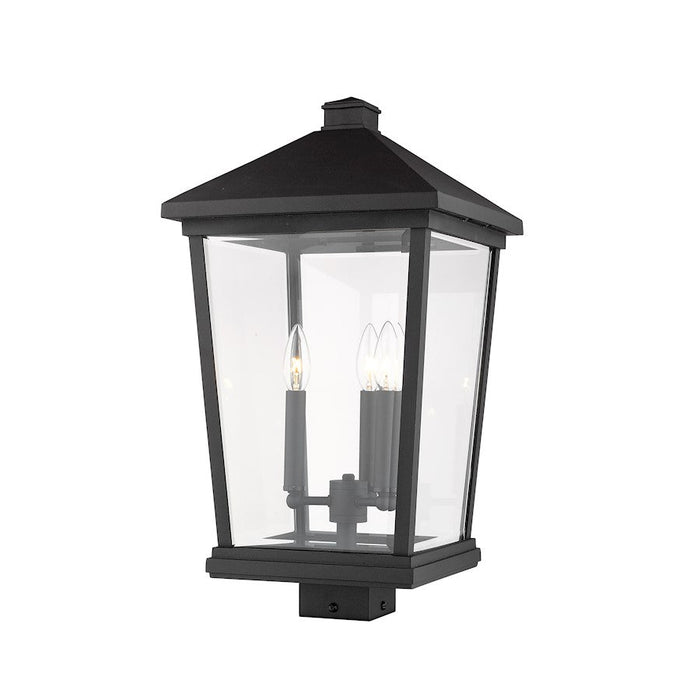 Z-Lite 3 Light Beacon 12" Outdoor Post Mount Fixture, Black - 568PHXLS-BK