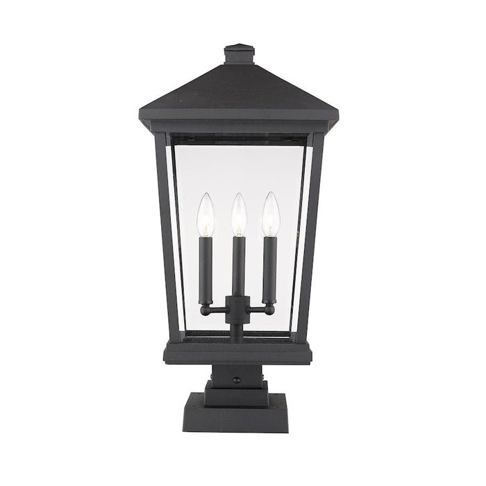 Z-Lite Beacon 3 Light Sq. Outdoor Pier Mount, Black/Clear - 568PHXLS-SQPM-BK