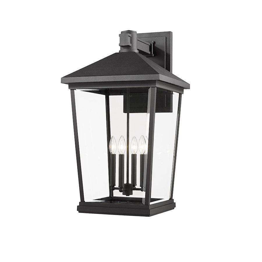 Z-Lite Beacon 4 Light Outdoor Wall Sconce in Black/Clear Beveled - 568XXL-BK