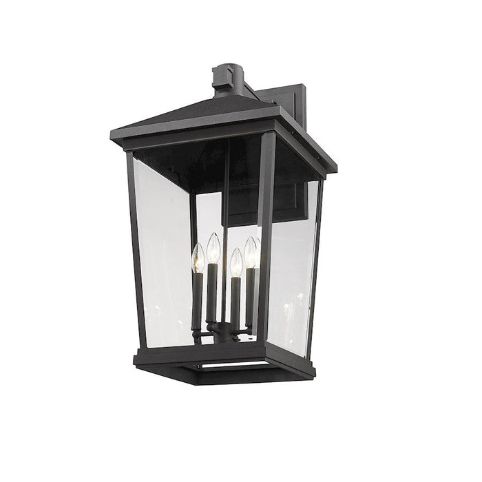 Z-Lite Beacon 4 Light Outdoor Wall Sconce in Black/Clear Beveled