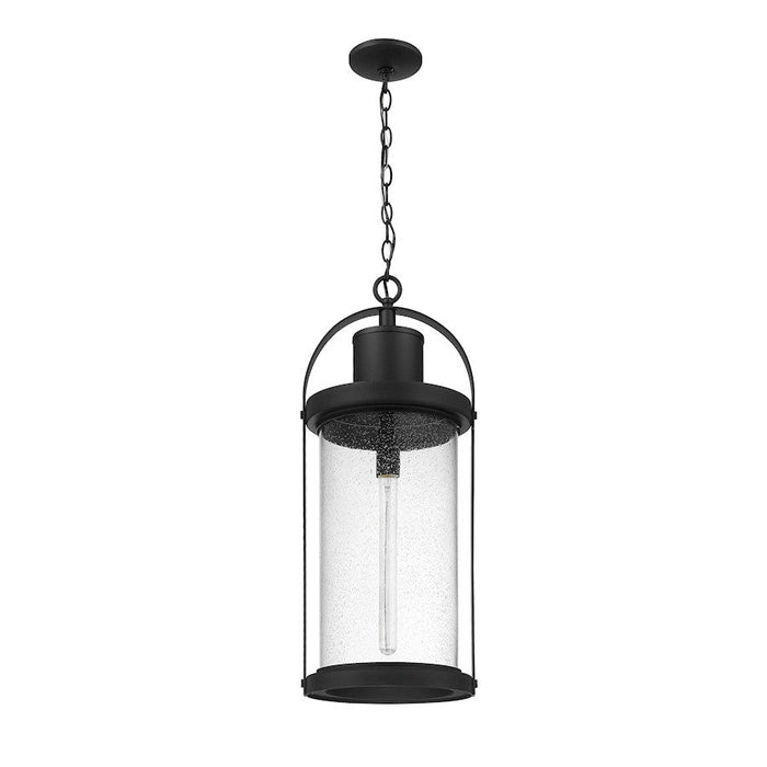 Z-Lite Roundhouse 1 Light 28" Outdoor Chain Ceiling, Black/Seedy