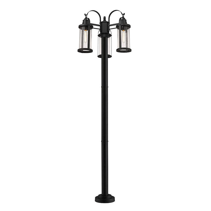 Z-Lite Roundhouse 3 Light 94" Outdoor Post Mount, Black/Seedy - 569MP3-567P-BK