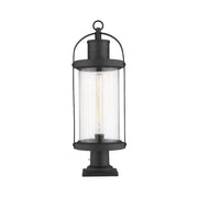 Z-Lite Roundhouse 1 Light 9.25" Sq. Pier Mount, Black/Clear - 569PHB-533PM-BK