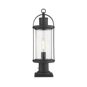 Z-Lite Roundhouse 1 Light 22.50" Sq. Pier Mount, Black/Clear - 569PHM-533PM-BK