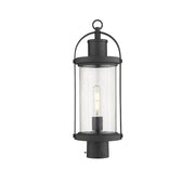 Z-Lite Roundhouse 1 Light Vintage Post Mount, Black/Clear Seedy - 569PHM-BK