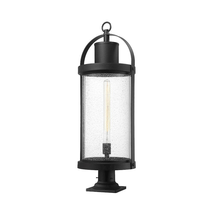 Z-Lite Roundhouse 1 Light 33" Outdoor Pier Mount, Black/Seedy - 569PHXL-533PM-BK