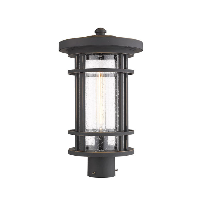 Z-Lite Jordan 1 Light 10" Outdoor Post Mount, Bronze/Clear Seedy - 570PHB-ORB