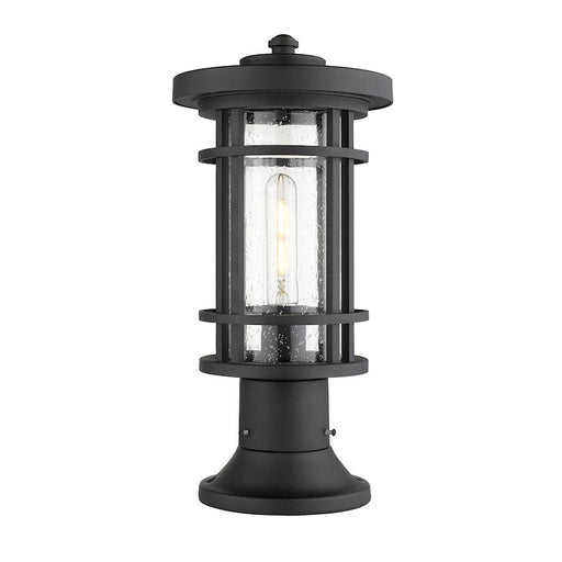 Z-Lite Jordan 1 Light 8" Outdoor Pier Mount, Black/Clear Seedy - 570PHM-553PM-BK