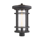 Z-Lite Jordan 1 Light 12" Outdoor Post Mount, Bronze/Clear Seedy - 570PHXL-ORB