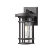 Z-Lite Jordan 1 Light 6" Outdoor Wall Sconce, Black/Clear Seedy - 570S-BK