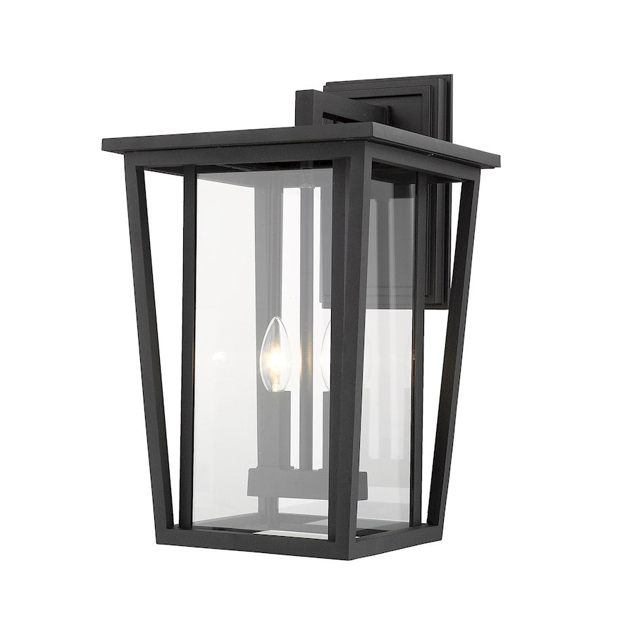 Z-Lite Seoul 2 Light 11.25" Outdoor Wall Sconce, Black/Clear - 571B-BK